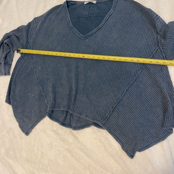 Free People We The Free Sz M Medium Coraline Thermal Top Shirt Legion Blue NWOT - Picture 8 of 8